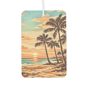 mid century modern beach Hawaii sunset palm trees Car Air Freshener
