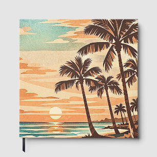 mid century modern beach Hawaii sunset palm trees Guest Book