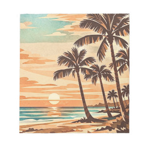 mid century modern beach Hawaii sunset palm trees Notepad