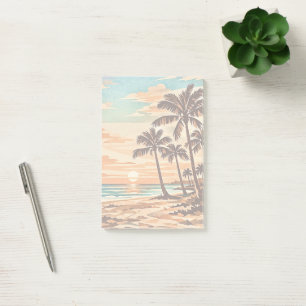 mid century modern beach Hawaii sunset palm trees Post-it Notes
