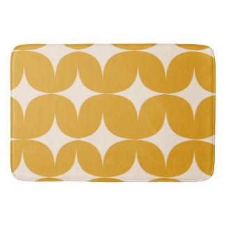 Mid Century Modern Beige Starbursts on Orange Bath Mat