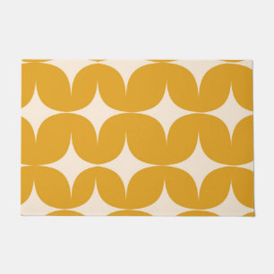 Mid Century Modern Beige Starbursts on Orange Doormat