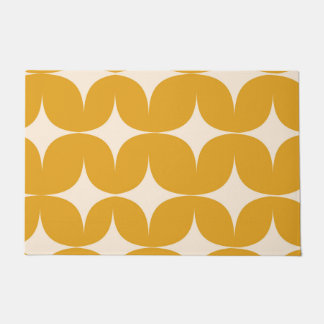 Mid Century Modern Beige Starbursts on Orange Doormat
