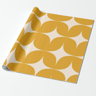 Mid Century Modern Beige Starbursts on Orange Wrapping Paper