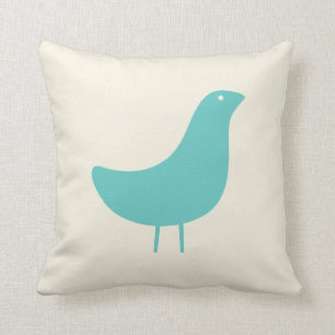 Mid Century Modern Bird Throw Pillow in Turquoise