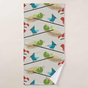 Mid Century Modern Birds Bath Towel