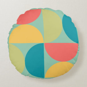 Mid Century Modern Bittersweet Mustard and Olive Round Cushion