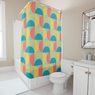 Mid Century Modern Bittersweet Mustard and Olive Shower Curtain