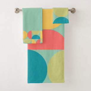 Mid Century Modern Bittersweet Mustard and Olive T Bath Towel Set