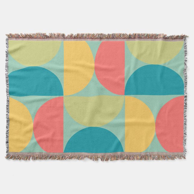 Mid Century Modern Bittersweet Mustard and Olive   Throw Blanket (Front)