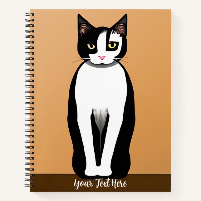 Mid Century Modern Black and White Cat Notebook (Front)