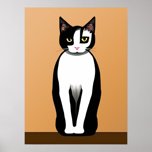 Mid Century Modern Black and White Cat Poster (Front)