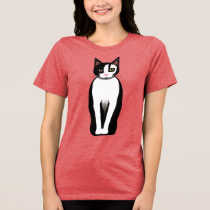 Mid Century Modern Black and White Cat Tri-Blend Shirt
