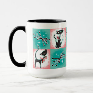 Mid-Century Modern Black Cats Mug