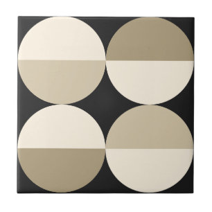 Mid Century Modern black circles geometric pattern Ceramic Tile