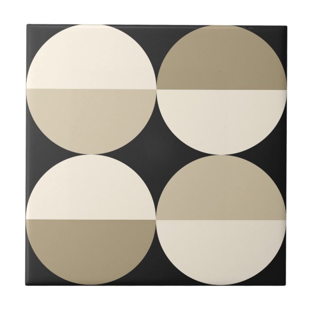 Mid Century Modern black circles geometric pattern Ceramic Tile (Front)