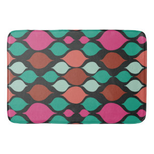 Mid Century Modern Black Geometric  Bath Mat