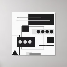 Mid Century Modern Black, Grey White Abstract
