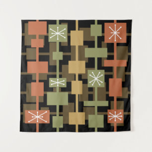 Mid Century Modern Black Multicolored Tapestry