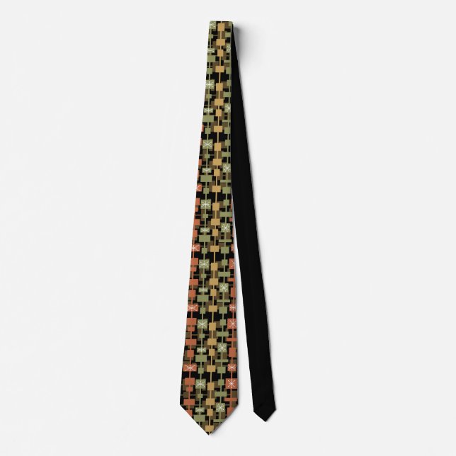 Mid Century Modern Black Multicolored Tie (Front)