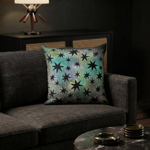 Mid Century Modern Black Stars Cushion