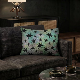 Mid Century Modern Black Stars Decorative Cushion