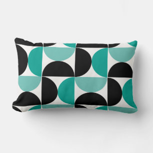 Mid-Century Modern Black white and mint Lumbar Cushion