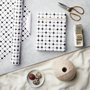 Mid Century Modern Black White Geometric Pattern  Wrapping Paper