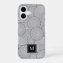 Mid Century Modern Black White Monogrammed Initial