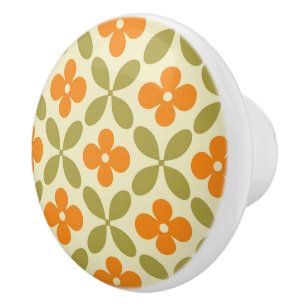 Mid‑Century Modern Blossoms Ceramic Knob