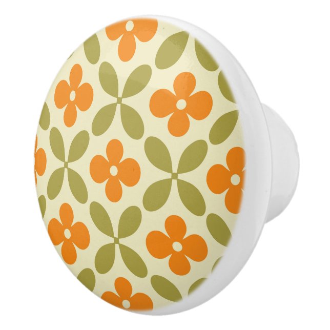 Mid‑Century Modern Blossoms Ceramic Knob (Right)