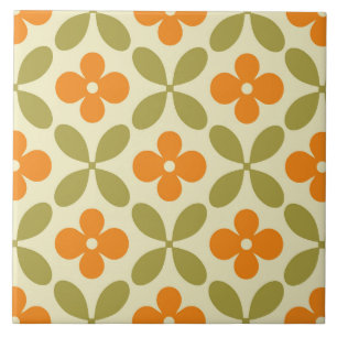Mid‑Century Modern Blossoms Ceramic Tile