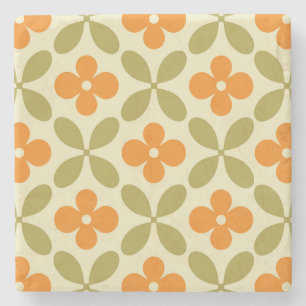 Mid‑Century Modern Blossoms Stone Coaster