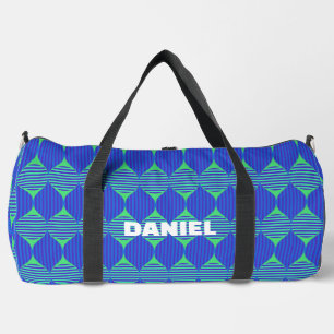 Mid Century Modern Blue and Green Abstract Duffle Bag