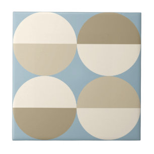 Mid Century Modern Blue circles geometric pattern Ceramic Tile