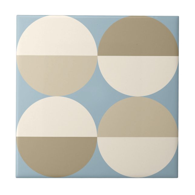 Mid Century Modern Blue circles geometric pattern Ceramic Tile (Front)