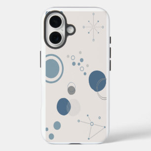 'Mid-Century Modern Blue Circles' iPhone 16 Tough Case