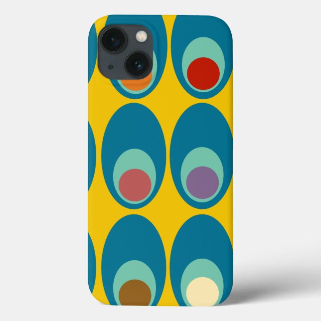 Mid-Century Modern Blue Eggs Case-Mate iPhone Case (Back)
