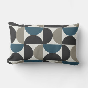Mid-Century Modern Blue Gray Gunmetal     Lumbar Cushion