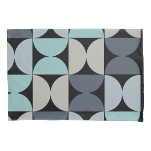 Mid-Century Modern blue green and grey  Pillowcase