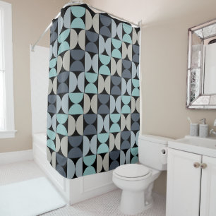 Mid-Century Modern blue green and grey Shower Curtain
