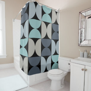 Mid-Century Modern blue green and grey Shower Curtain