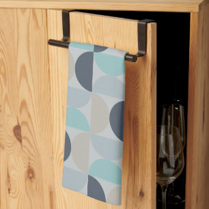 Mid-Century Modern blue green and grey   Tea Towel