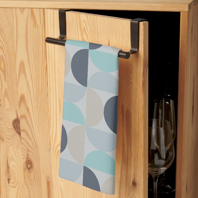 Mid-Century Modern blue green and grey   Tea Towel (Thirds Fold)