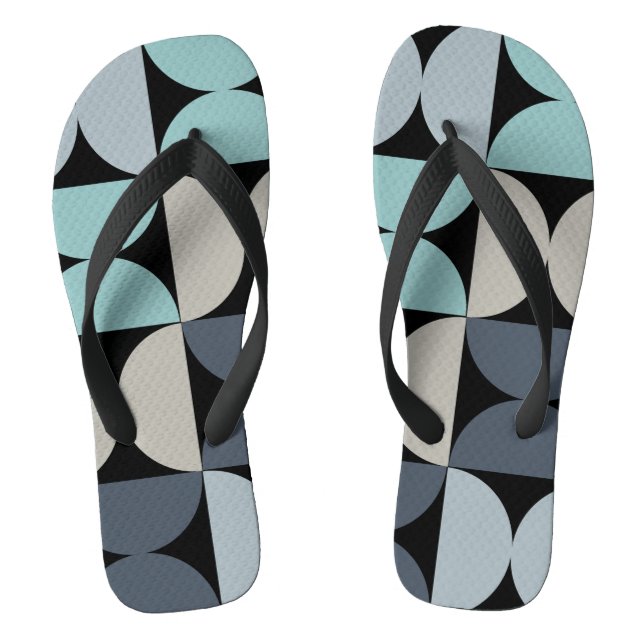 Mid-Century Modern blue green and grey   Thongs (Footbed)