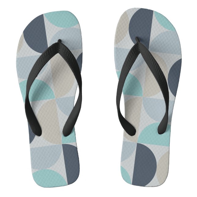 Mid-Century Modern blue green and grey  Thongs (Footbed)