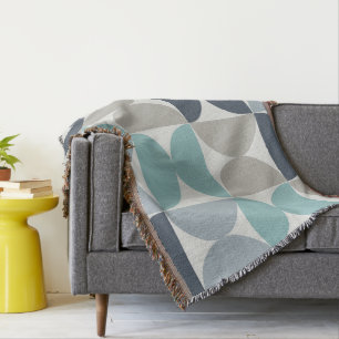 Mid-Century Modern blue green and grey Throw Blanket