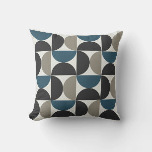 Mid-Century Modern Blue Grey Gunmetal Cushion