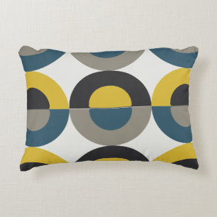 Mid-Century Modern Blue Yello Gunmetal Decorative Cushion