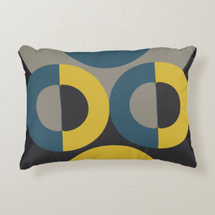 Mid-Century Modern Blue yellow Gunmetal T Decorative Cushion